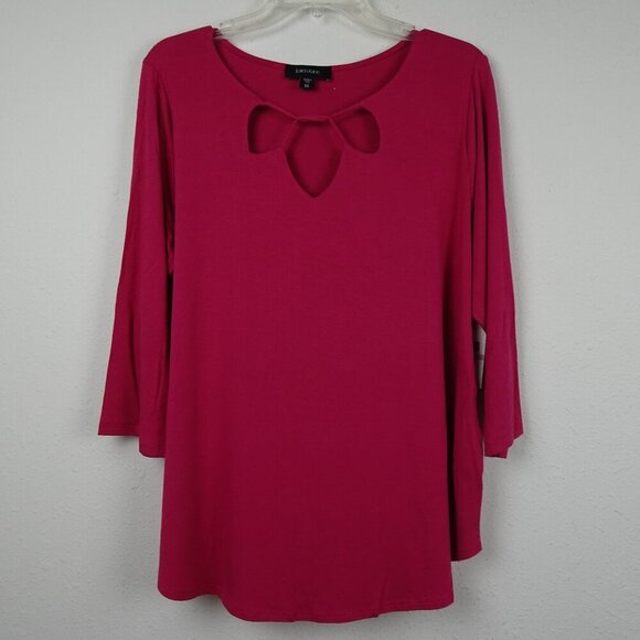 Karen Kane Tunic Top Women's Plus Size 1X Pink Front Neck Detail Jersey - Picture 1 of 10